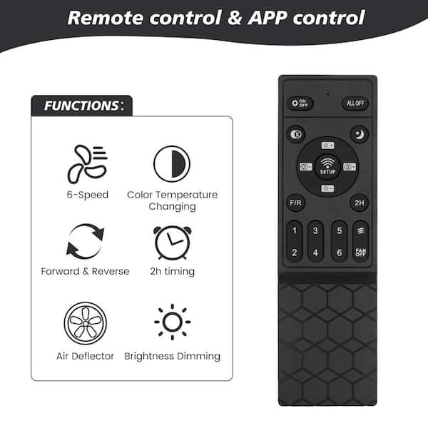 Ceiling Fan Light Remote Control – 6 Speeds + Dimming, Infrared With Air Guide Function