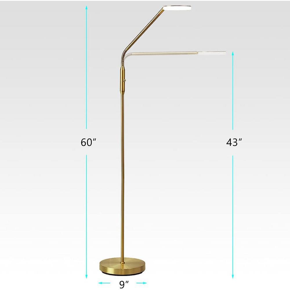 Adjustable Gold Metal LED Floor Lamp with Dimmable Light