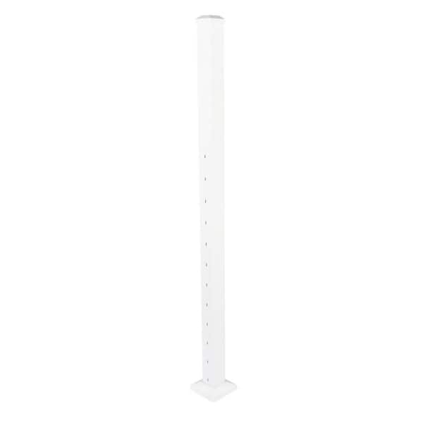 Cable Rail 2-1/2 in. x 2-1/2 in. x 54 in. Textured White Aluminum Stair Middle Post for Cable Railing System
