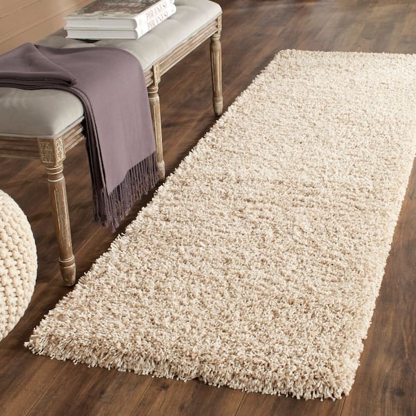 Califonia 2 ft. x 10 ft. Beige Solid Color Runner Rug
