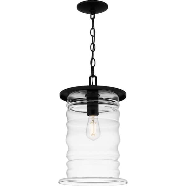 Quoizel Noland 17.25 in. 1-Light Matte Black Outdoor Pendant Light