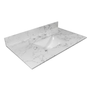 31 in. W x 22 in. D Engineered Stone Composite Vanity Top in carrara white with White Rectangular Single Sink