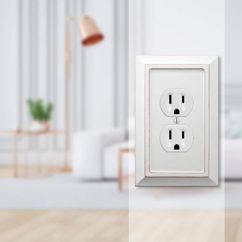 Amerelle White Wood 1-Gang Duplex Wall Plate