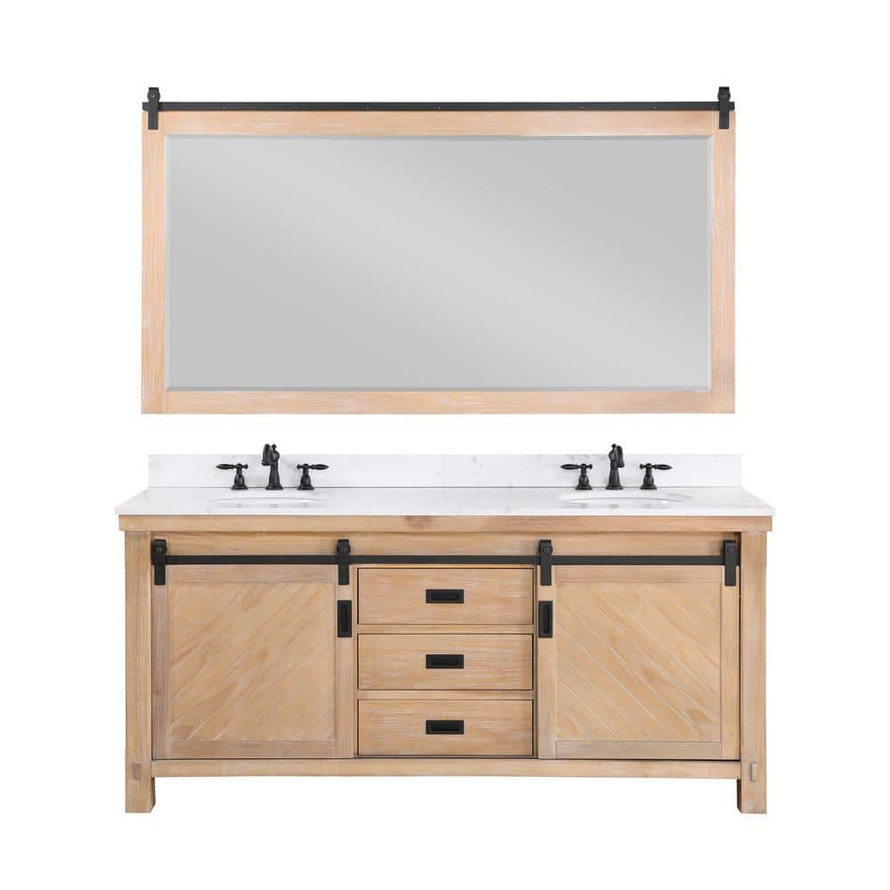 Reviews for ROSWELL Cortes 72 in. W x 22 in. D x 33.9 in. H Double Sink