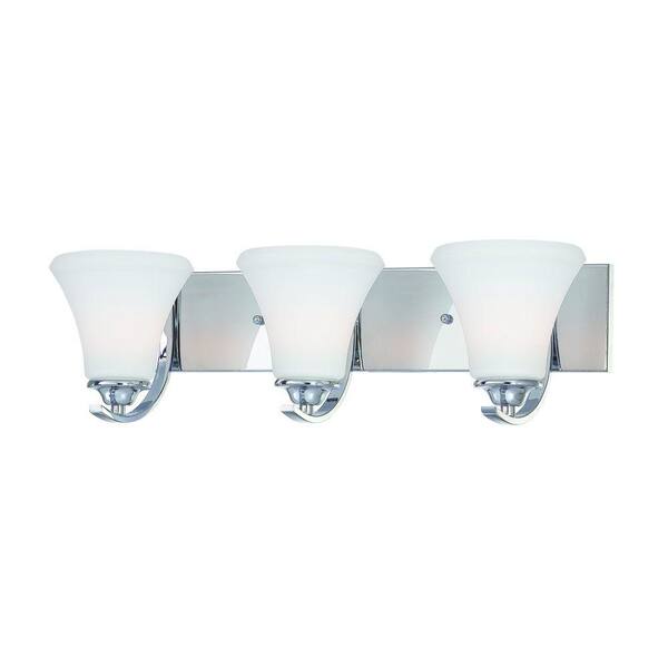 Thomas Lighting Tyler 3-Light Chrome Bath Fixture with Etched Glass Shade-DISCONTINUED