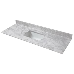 61 in. W x 22 in. D Marble Single Trough Sink Vanity Top in Carrara