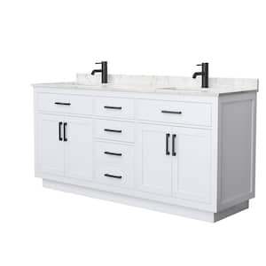 Beckett TK 72 in. W x 22 in. D x 35 in. H Double Bath Vanity in White with Carrara Cultured Marble Top