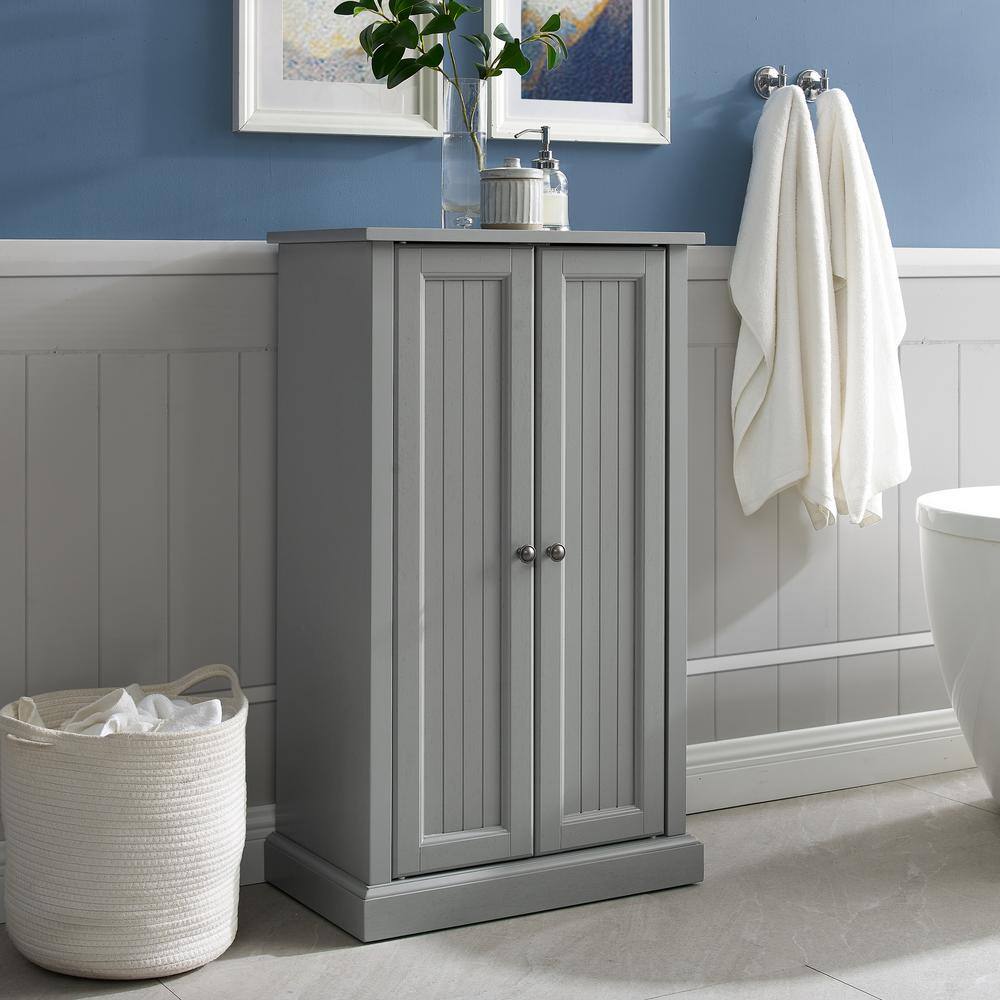 Seaside Freestanding Accent Cabinet with Adjustable Shelving in Distressed Gray