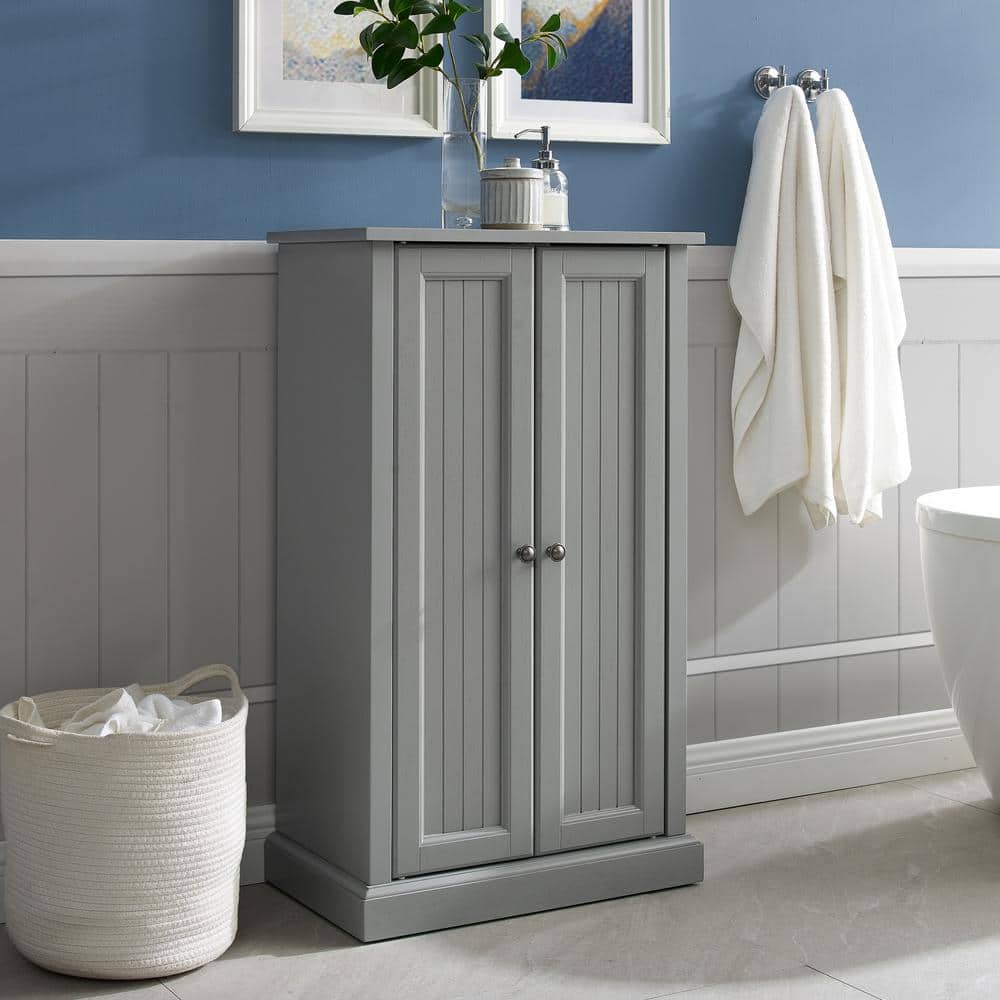 Seaside Freestanding Accent Cabinet with Adjustable Shelving in Distressed Gray