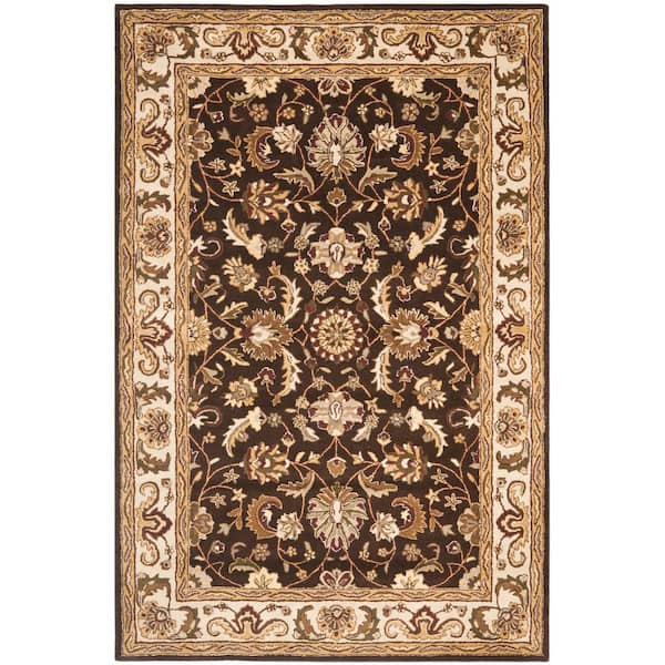 SAFAVIEH Royalty Chocolate/Beige 6 ft. x 9 ft. Floral Border Area Rug