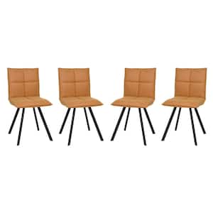 Wesley Light Brown Faux Leather Dining Chair Set of 4