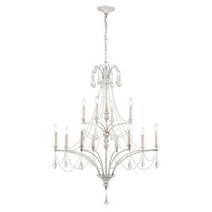 Como 36 in. W 12-Light Vintage White Chandelier with No Shades