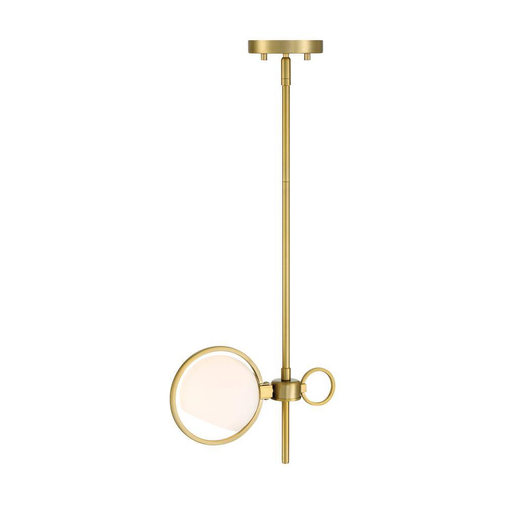 Teatro 8'' Etched Opal Glass Pendant in Brushed Gold