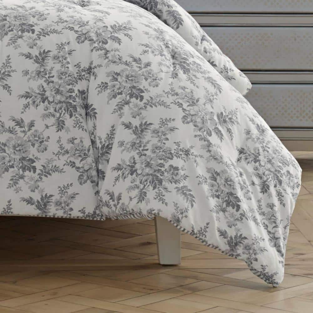 King Gray Cotton Reversible Comforter Set with Shams