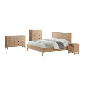 Arden 5-Piece Wood Bedroom Set with King Bed, Two 2-Drawer Nightstands, 5-Drawer Chest, 6-Drawer Dresser, White