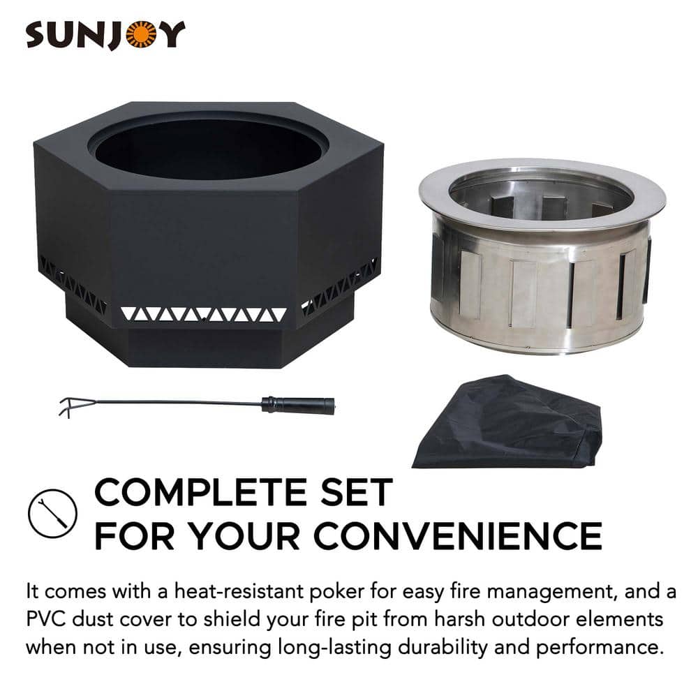 Lawrence Black Hexagonal Smokeless Wood Burning Fire Pit
