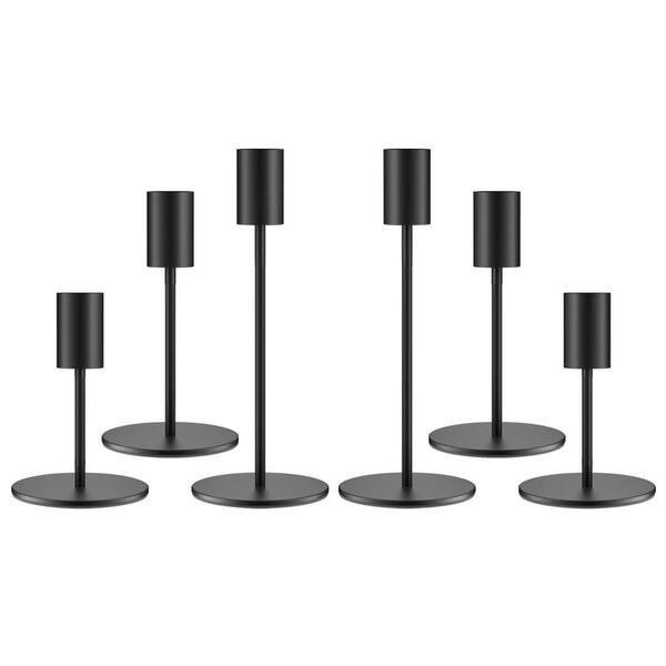 Set of 6 Black Metal Taper Candle Holders-Table/Mantel Centerpiece ...