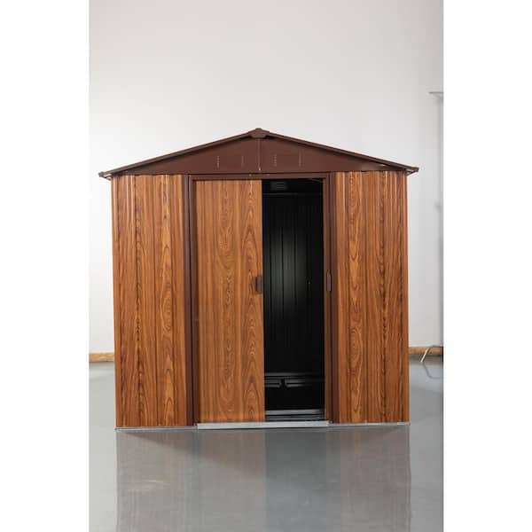 Coffee Brown 6 ft. x 6 ft. Outdoor Metal Storage Shed with window