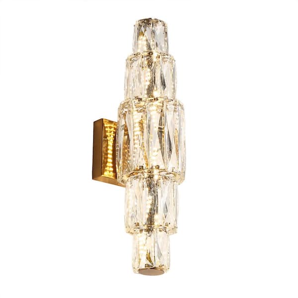 LNC Cryptography Modern 1-Light Plating Brass Dimmable Wall Sconce with Crystal Decorations