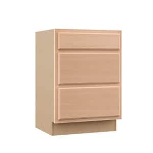 Recessed Panel 24 in. W x 24 in. D x 34.5 in. H Assembled 3 Drawer Base Kitchen Cabinet in Unfinished