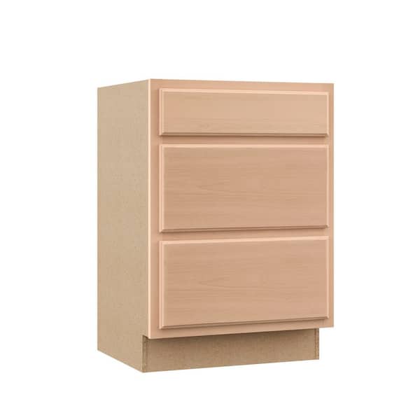 Recessed Panel 24 in. W x 24 in. D x 34.5 in. H Assembled 3 Drawer Base Kitchen Cabinet in Unfinished