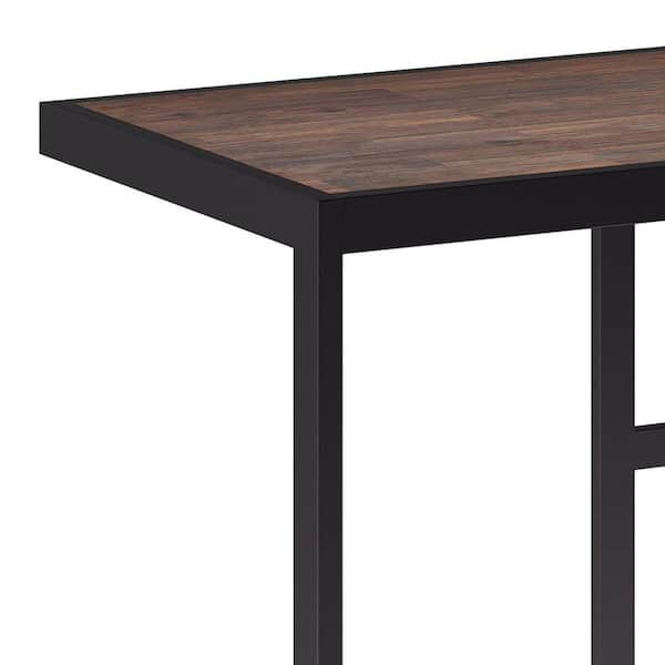 Erina Solid Acacia Wood Small Desk in Distressed Charcoal Brown