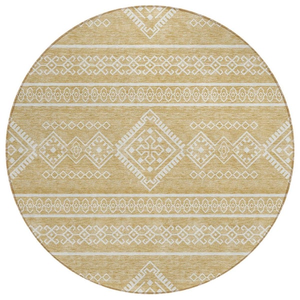 Addison Rugs Chantille Machine Washable Indoor/Outdoor Abstract ACN901 Gold 8 ft. x 8 ft. Area Rug