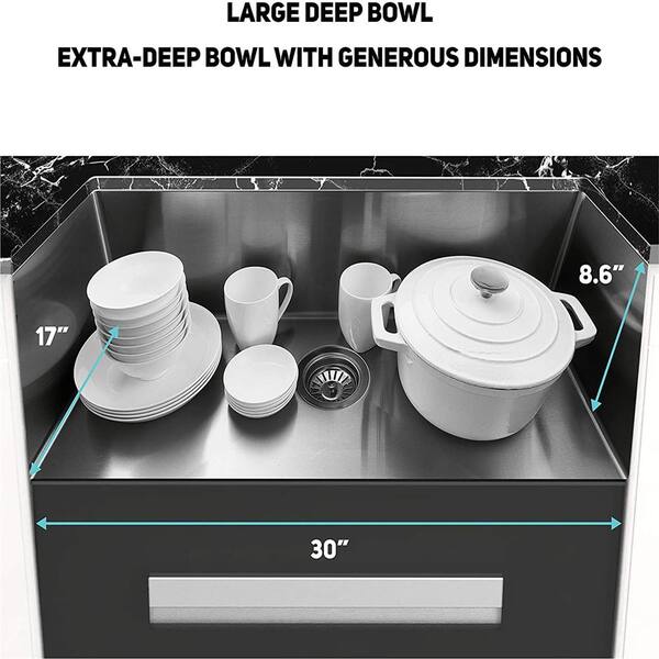 Silver 16 Gauge Stainless Steel 32-Inch Single Bowl Undermount Workstation  Kitchen Sink with Accessories