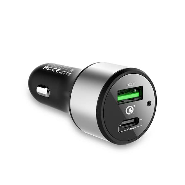 NextGadget 63W Car Charger with USB-C PD2 (45W) and USB-A QC3 (18W) for MacBook, Google Pixel, iPad, and others - The Home Depot
