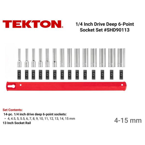 1/4 in. Drive Deep 6-Point Socket Set, (14-Piece) (4-15 mm)