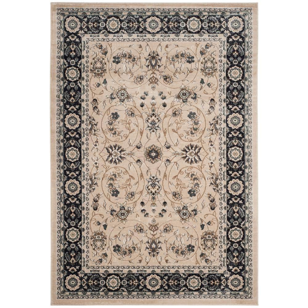 SAFAVIEH Lyndhurst Light Beige/Anthracite 4 ft. x 6 ft. Border Area Rug Safavieh's Lyndhurst collection offers the beauty and painstaking detail of traditional Persian and European styles with the ease of polypropylene. With a symphony of floral, vines and latticework detailing, these beautiful rugs bring warmth and life to the room of your choice. This is a great addition to your home whether in the country side or busy city. Color: Light Beige/Anthracite.
