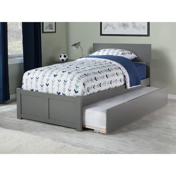 AFI Orlando Twin Extra Long Bed with Footboard and Twin Extra Long Trundle in Grey
