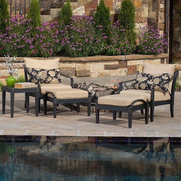 RST Brands Astoria 5-Piece Patio Chat Set with Delano Beige Cushions