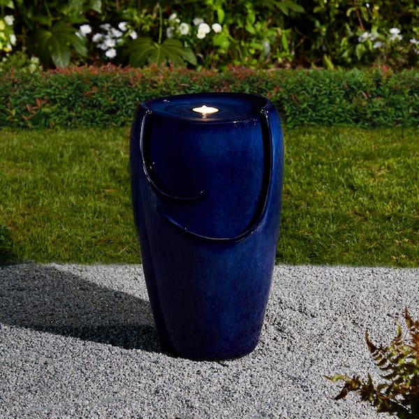 Glitzhome 20.5 in. H Cobalt Blue Ceramic Outdoor Fountain Glitzhome 20.5 in. H Cobalt Blue Ceramic Outdoor Fountain