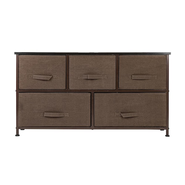 Karl home 11.42 in. W x 21.65 in. H Brown 5-Drawer Fabric Storage Chest with Brown Drawers