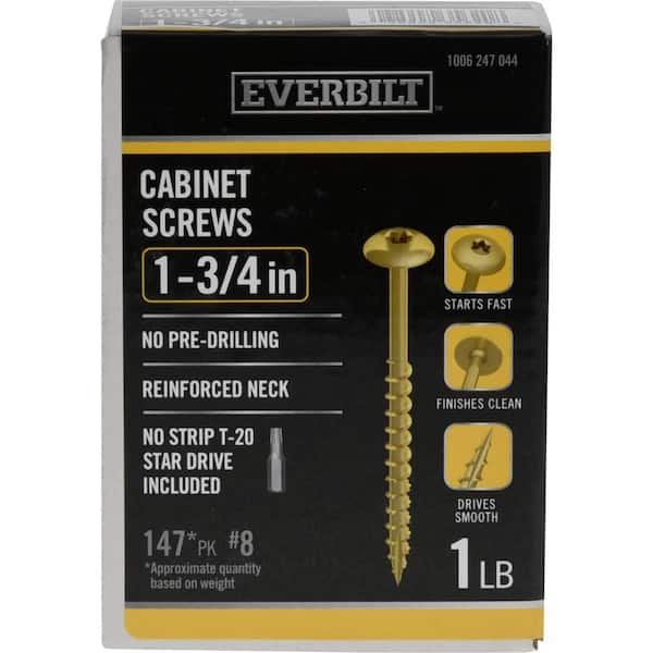 Everbilt #8 x 1-3/4 in. Star Drive Wafer Head Cabinet Screws 1 lb.-Box (147-Piece)