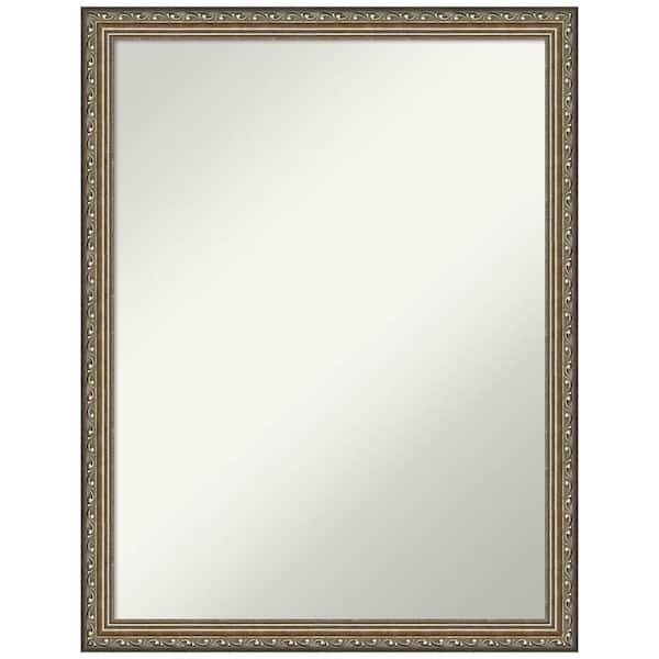 Amanti Art Parisian Silver 20 in. H x 26 in. W Wood Framed Non-Beveled Wall Mirror in Silver