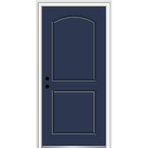 36 in. x 80 in. Right-Hand Inswing 2-Panel Archtop Classic Painted Fiberglass Smooth Prehung Front Door