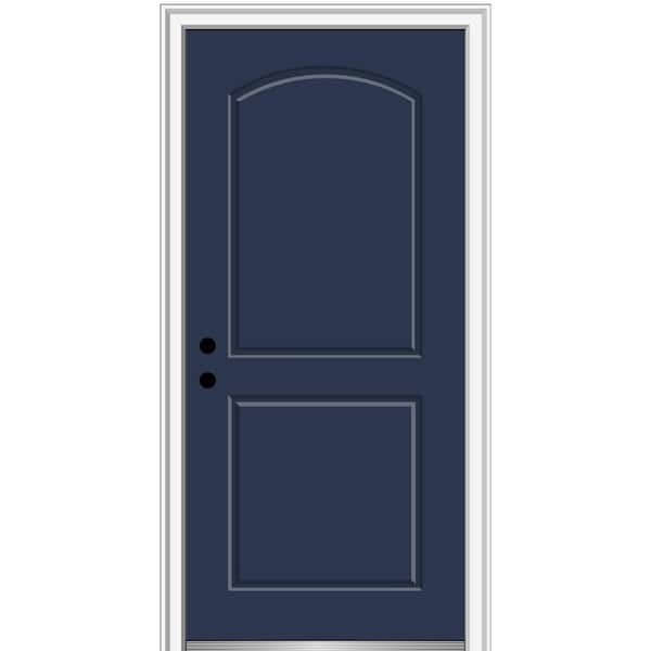 MMI DOOR 36 in. x 80 in. Right-Hand Inswing 2-Panel Archtop Classic Painted Fiberglass Smooth Prehung Front Door