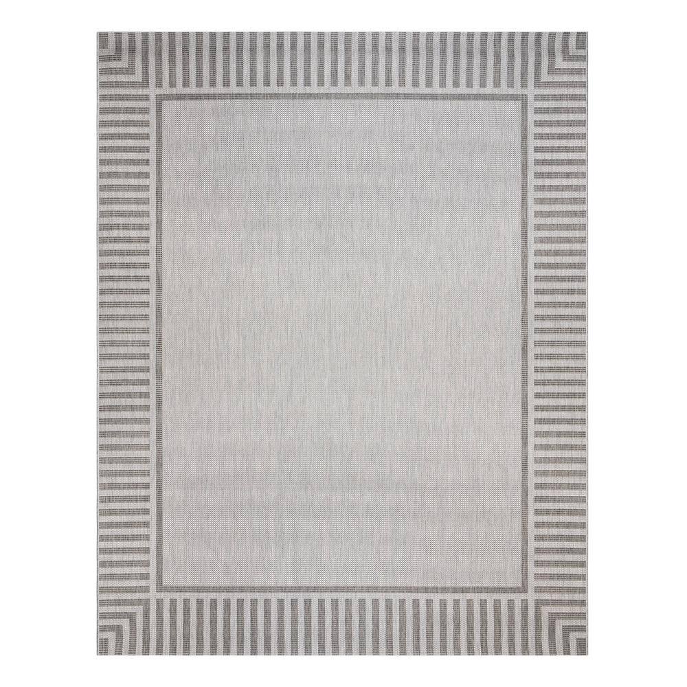 Gray Striped Flatweave Indoor Outdoor 6' x 9' Area Rug