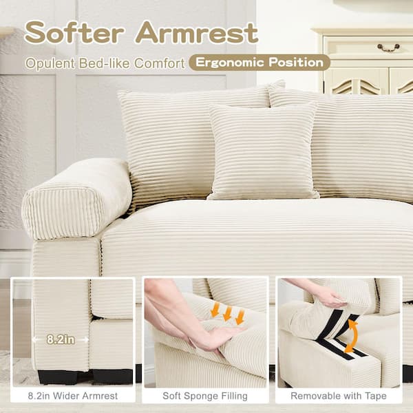 Homy Casa LZXNSN 137.7 in. Straight Arm 7-Piece Corduroy Modular
