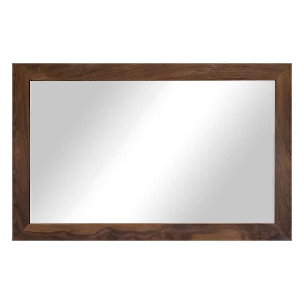 Rayne Mirrors 3 in. Walnut Frame (48 in. W x 33 in. H) Walnut Hardwood Rectangle Wall Mirror