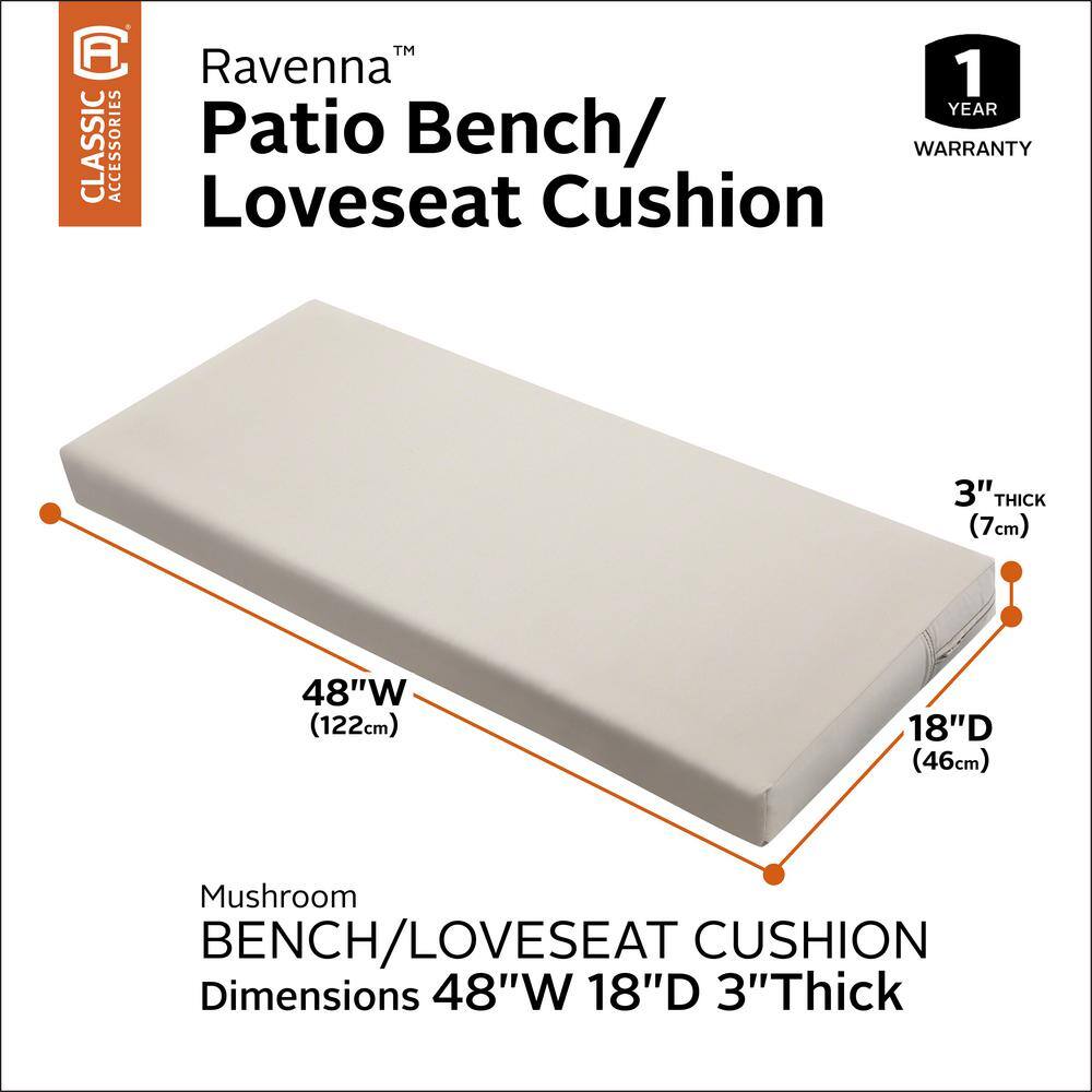 Ravenna Water-Resistant Mushroom Patio Bench Cushion