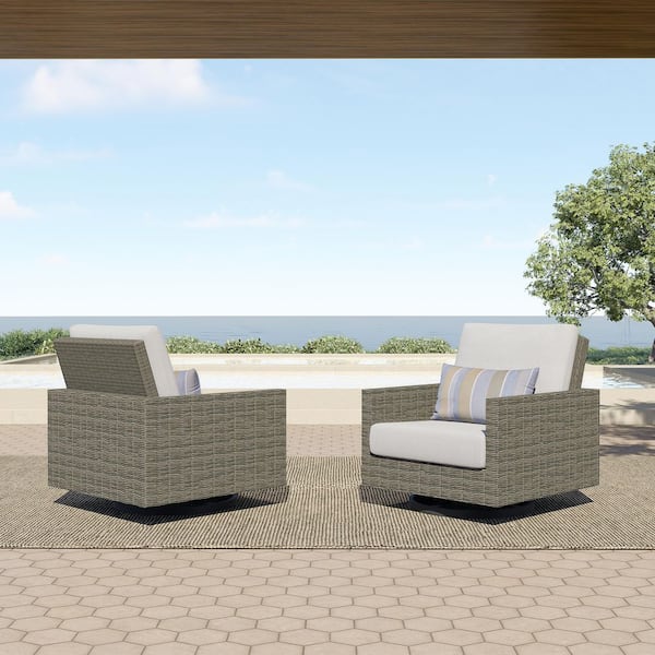 NEW CLASSIC HOME FURNISHINGS New Classic Furniture Bungalow Metal Outdoor Lounge Chair with Gray Cushions (2-Pack)