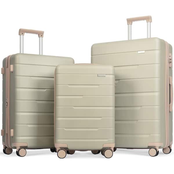 Merax Golden Green Lightweight and High End 3-Piece Expandable ABS Hardshell Spinner Luggage Set with TSA Lock