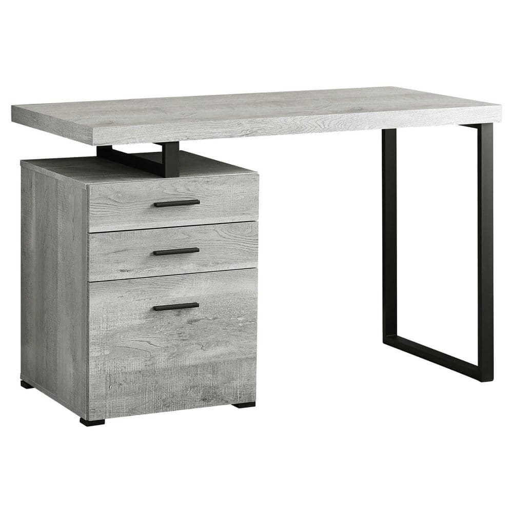 Transitional Black/Gray Wood Home Office Desk with 3 Drawers