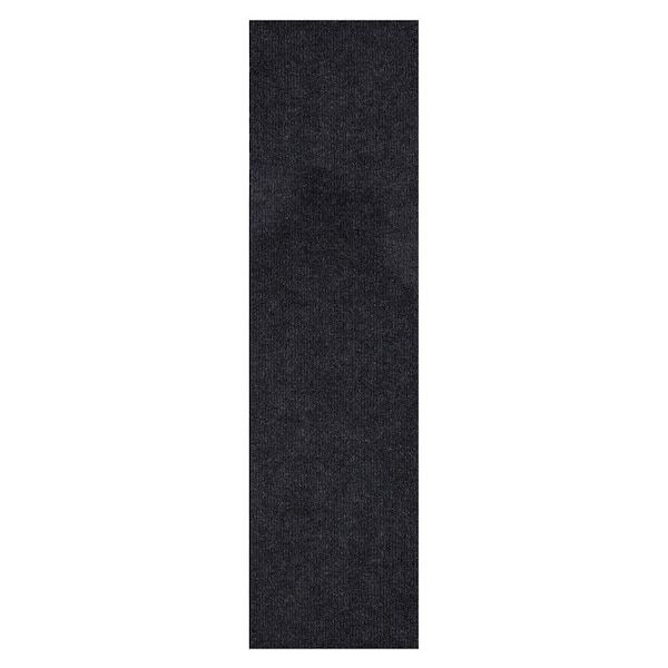 Ottomanson Lifesaver Collection Non-Slip Rubberback Solid 3x17 Indoor/Outdoor Runner Rug, 2 ft. 7 in. x 17 ft., Black