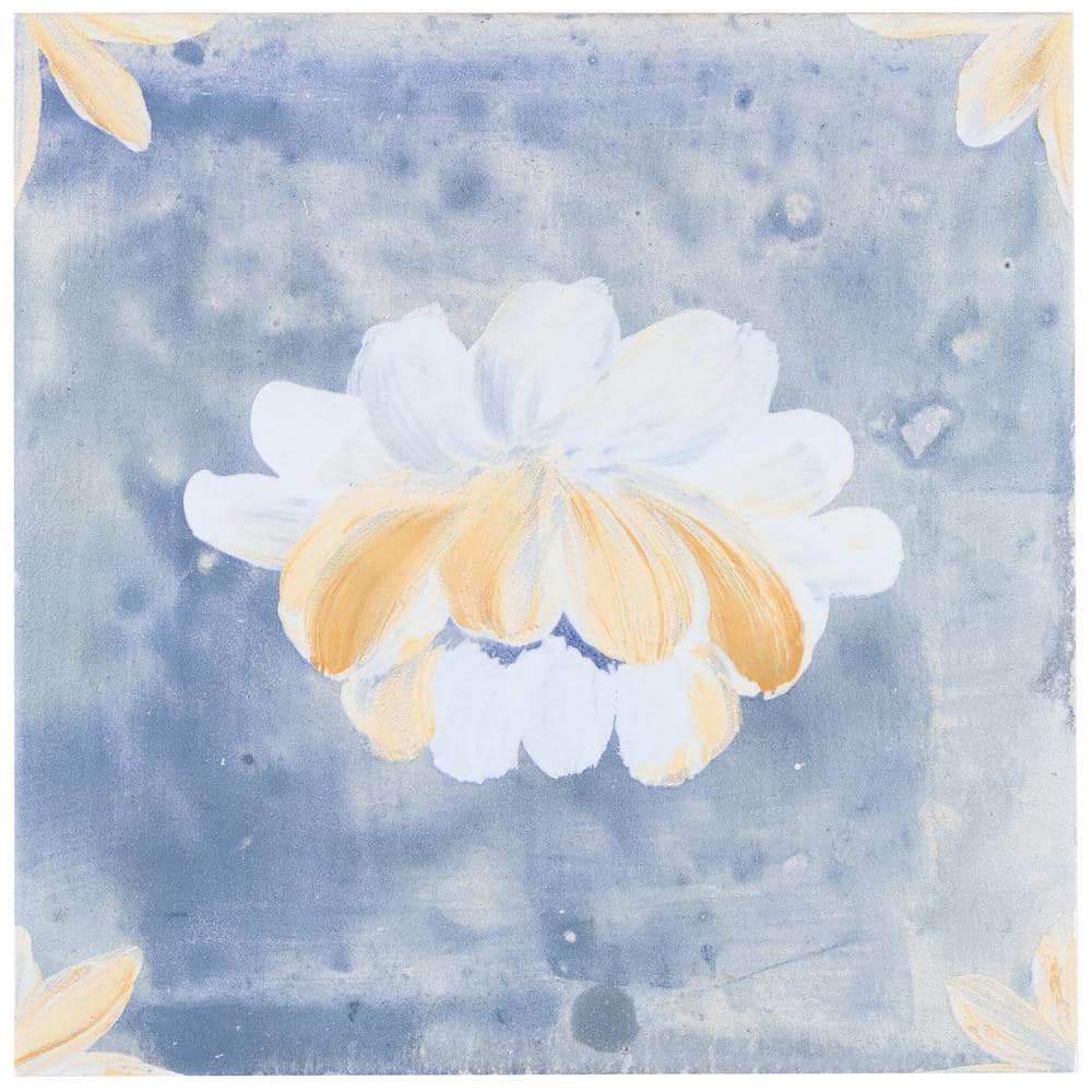 Angela Harris Blue and White Floral Porcelain Wall Tile