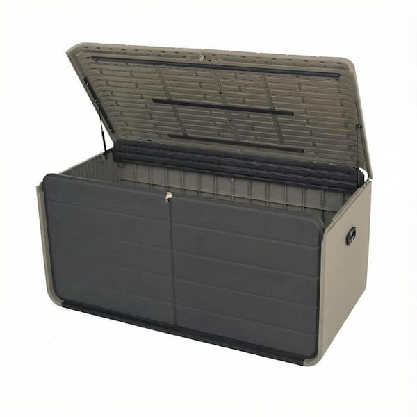 160 Gal. Resin Deck Box, Lockable and Waterproof Large Heavy-Duty Outdoor Storage Box