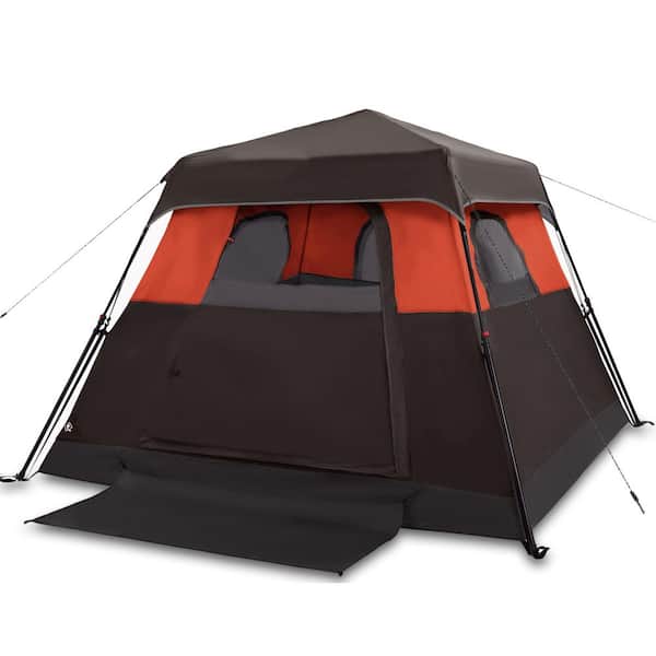 Camping Tent 8 ft. x 8 ft. Brick Red Camping Tent Fast Cabin Tent with Instant Setup Tent